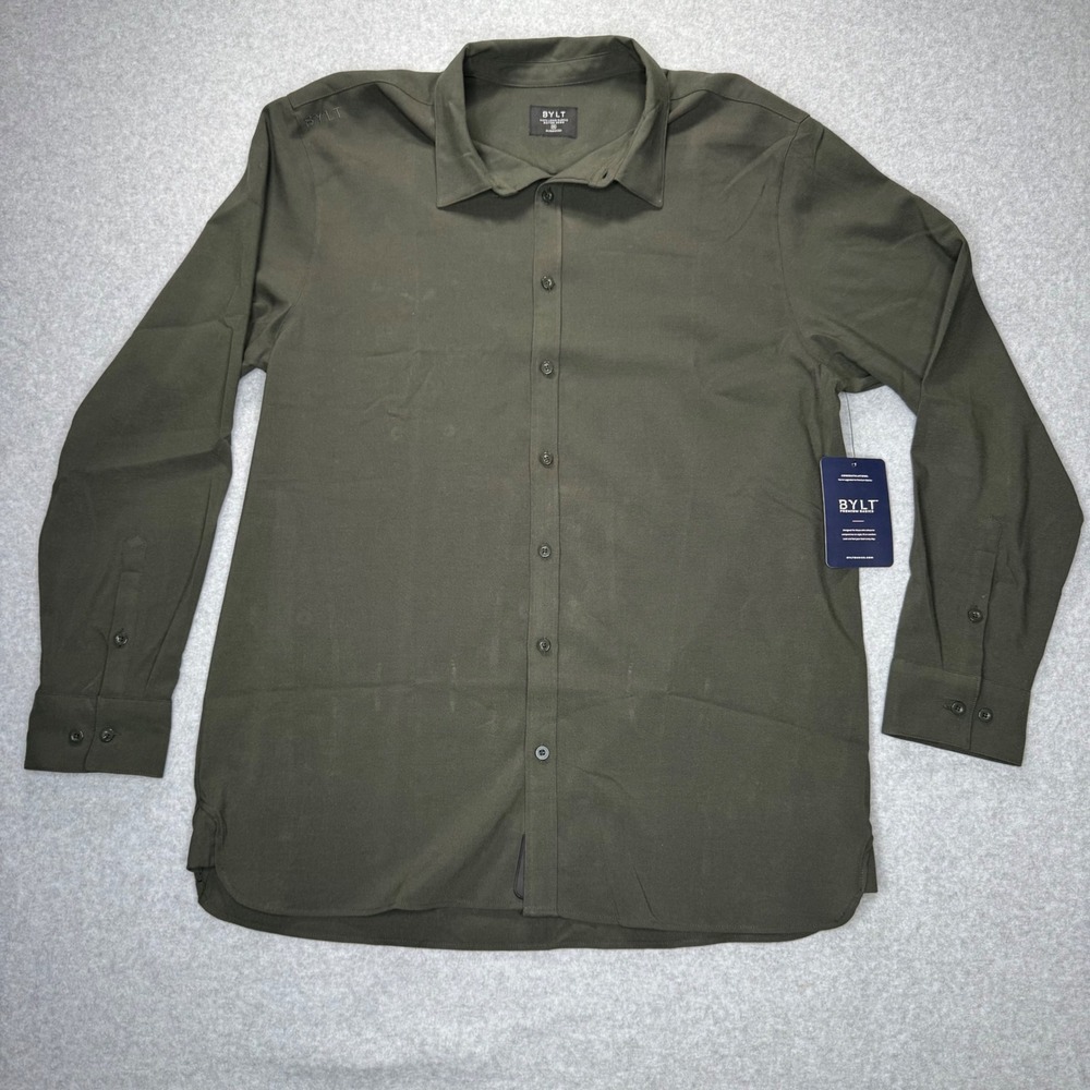BYLT Vista Button Down Mens XXL Green Long Sleeve Premium Basics Shirt